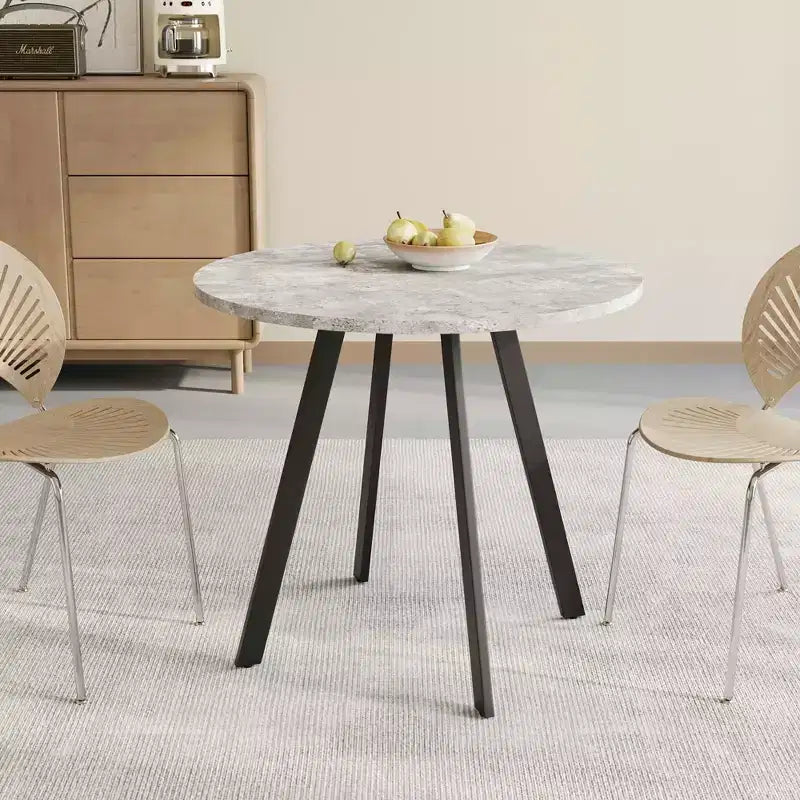 MAYEERTY Mesa de centro circular minimalista moderna de 33.5 pulgadas, textura de cemento gris para sala de estar
