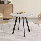 MAYEERTY Mesa de centro circular minimalista moderna de 33.5 pulgadas, textura de cemento gris para sala de estar