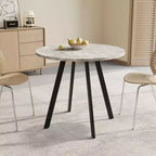 MAYEERTY Mesa de centro circular minimalista moderna de 33.5 pulgadas, textura de cemento gris para sala de estar