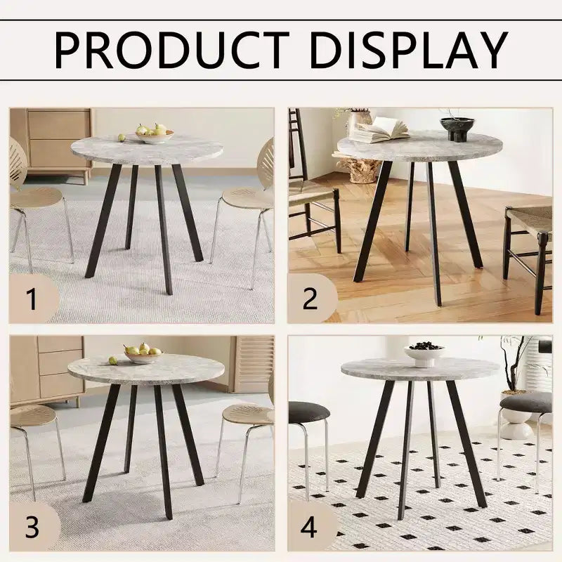 MAYEERTY Mesa de centro circular minimalista moderna de 33.5 pulgadas, textura de cemento gris para sala de estar