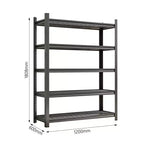 Estanterías Metálicas Ajustables de 5 Niveles Negras de 71 Pulgadas de Alto, Adecuadas para Cuartos de Herramientas, Garajes y Supermercados