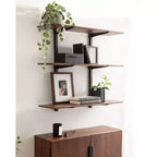 Estantería de pared Atwood de Kate and Laurel, negro y nogal, 32x10x30