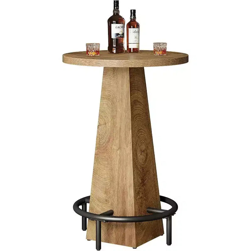 Mesa alta de bar Lantine, mesa redonda de pub de 95 cm de alto para bares pequeños, comedor, cocina, color madera (solo mesa)