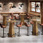 Mesa alta de bar Lantine, mesa redonda de pub de 95 cm de alto para bares pequeños, comedor, cocina, color madera (solo mesa)