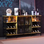 Acekool - Armario de bar industrial, aparador con botellero y estantes de almacenamiento para comedor o sala de estar