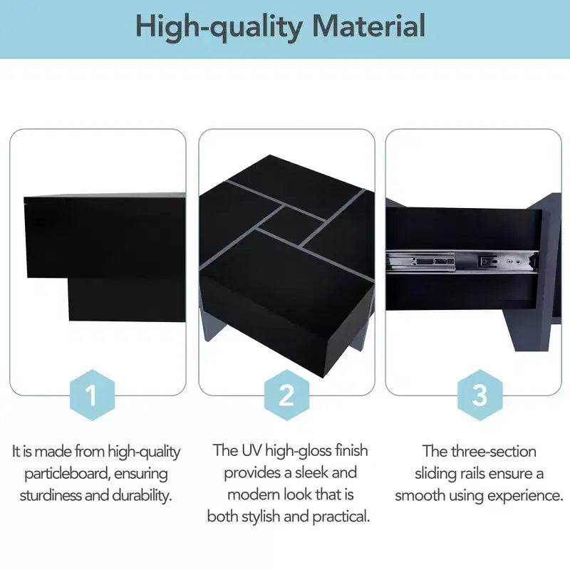 Mesa de centro cuadrada de 31.5 pulgadas con 4 compartimentos de almacenamiento ocultos, mesa de cóctel con tablero deslizante extensible, mesa auxiliar para sala de estar