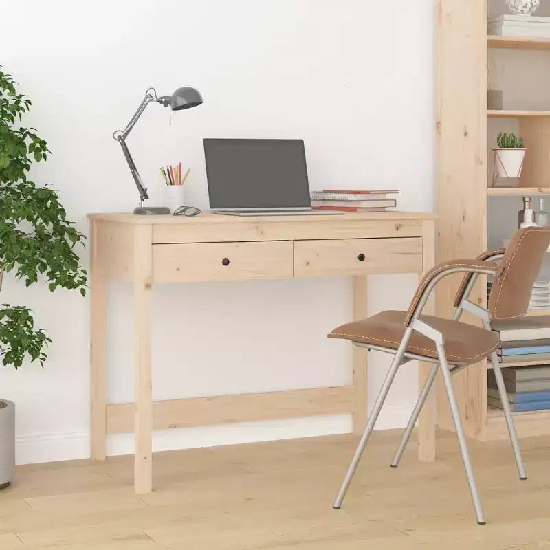 vidaXL Escritorio Madera Natural Madera maciza de pino Escritorio mediano Rectangular