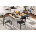 Juego de comedor Acekool de 5 piezas, mesa veteada de madera marrón, ahorra espacio, para cocina