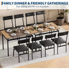 Juego de comedor Acekool de 5 piezas, mesa veteada de madera marrón, ahorra espacio, para cocina