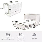 GDFStudio Enlor Arcón Cama Murphy Moderno de Madera con Colchón de Espuma Plegable, Estación de Carga y Cajones de Almacenamiento