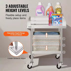Mesa de trabajo de acero inoxidable para preparación de alimentos con 4 ruedas, protector contra salpicaduras de 3 lados, mesa de trabajo de metal de alta resistencia para restaurante, hogar y hotel
