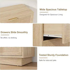 Cómoda de 5 cajones de ratán para dormitorio, diseño de cuerpo de gabinete y patas integrados, cómoda de madera para pasillos, entradas y armarios, fácil montaje