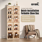 Organizador de zapatos de 4 piezas, organizador de zapatos apilable de plástico transparente para armario, caja de zapatos apilable de plástico transparente para entrada, plegable, ahorra espacio