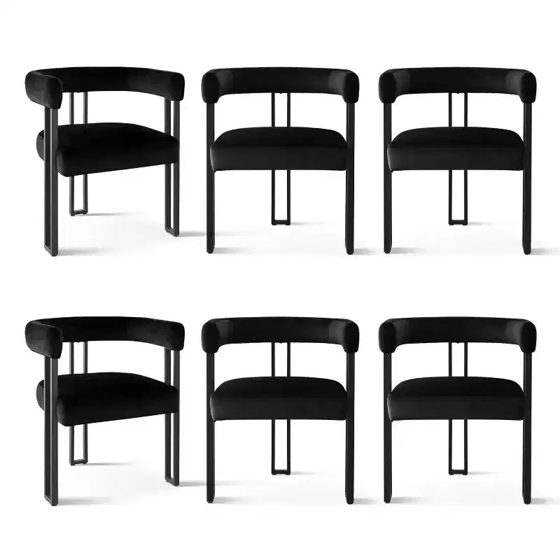 Juego de 6 sillas de comedor tapizadas Panipeachy, sillas de cocina de terciopelo contemporáneo con respaldo curvo y elegante base de metal