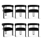 Juego de 6 sillas de comedor tapizadas Panipeachy, sillas de cocina de terciopelo contemporáneo con respaldo curvo y elegante base de metal