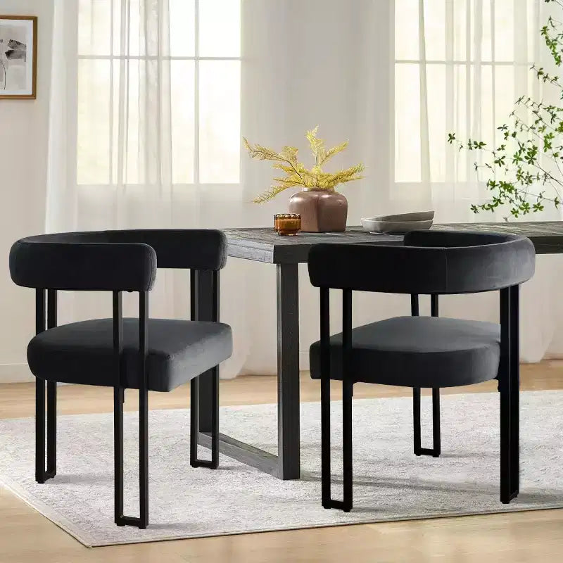 Juego de 6 sillas de comedor tapizadas Panipeachy, sillas de cocina de terciopelo contemporáneo con respaldo curvo y elegante base de metal