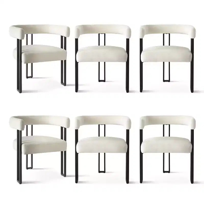 Juego de 6 sillas de comedor tapizadas Panipeachy, sillas de cocina de terciopelo contemporáneo con respaldo curvo y elegante base de metal