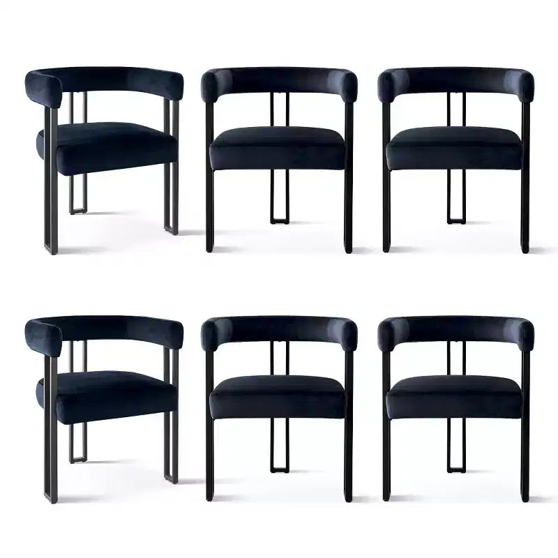 Juego de 6 sillas de comedor tapizadas Panipeachy, sillas de cocina de terciopelo contemporáneo con respaldo curvo y elegante base de metal