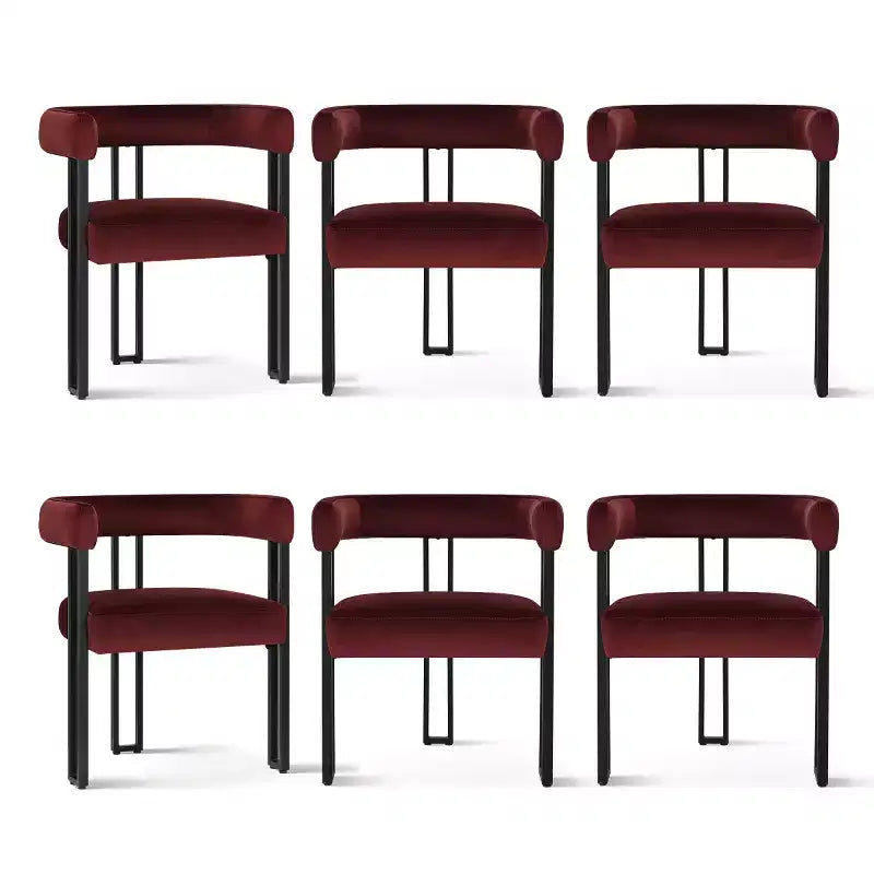 Juego de 6 sillas de comedor tapizadas Panipeachy, sillas de cocina de terciopelo contemporáneo con respaldo curvo y elegante base de metal