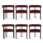 Juego de 6 sillas de comedor tapizadas Panipeachy, sillas de cocina de terciopelo contemporáneo con respaldo curvo y elegante base de metal