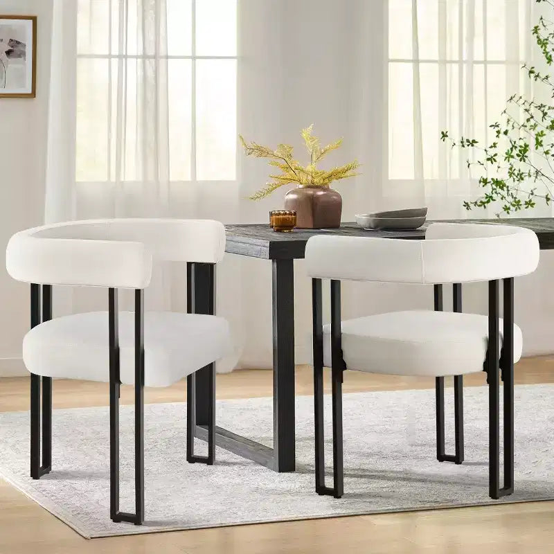 Juego de 6 sillas de comedor tapizadas Panipeachy, sillas de cocina de terciopelo contemporáneo con respaldo curvo y elegante base de metal
