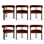 Juego de 6 sillas de comedor tapizadas Panipeachy, sillas de cocina de terciopelo contemporáneo con respaldo curvo y elegante base de metal
