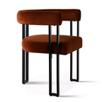 Juego de 6 sillas de comedor tapizadas Panipeachy, sillas de cocina de terciopelo contemporáneo con respaldo curvo y elegante base de metal