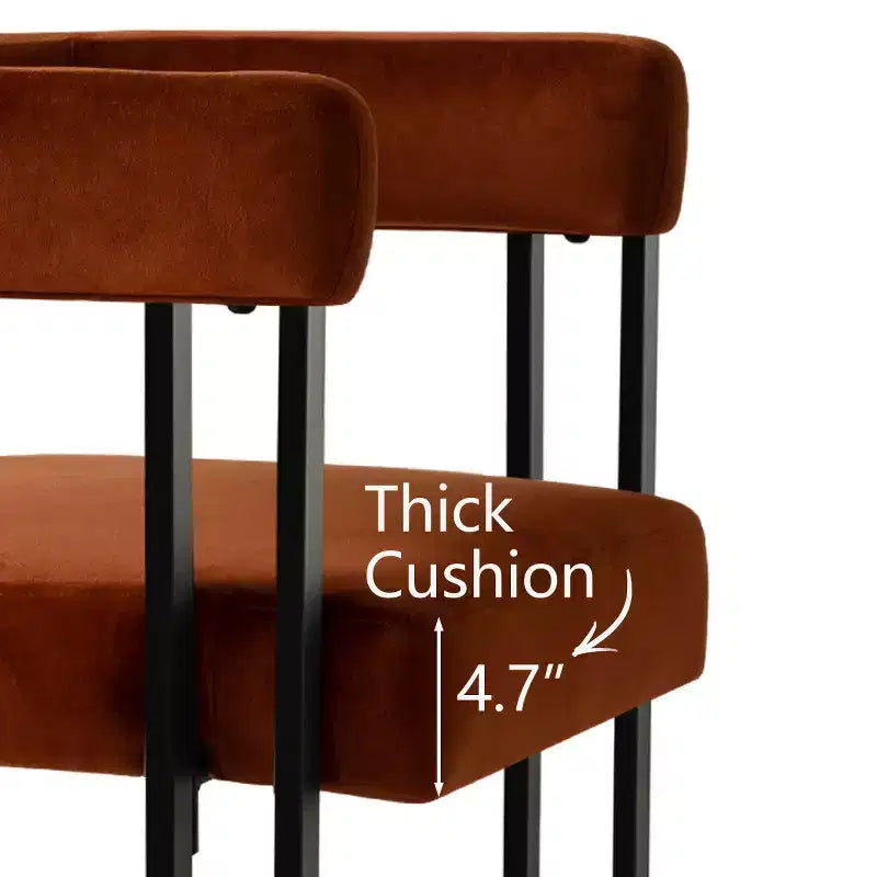 Juego de 6 sillas de comedor tapizadas Panipeachy, sillas de cocina de terciopelo contemporáneo con respaldo curvo y elegante base de metal