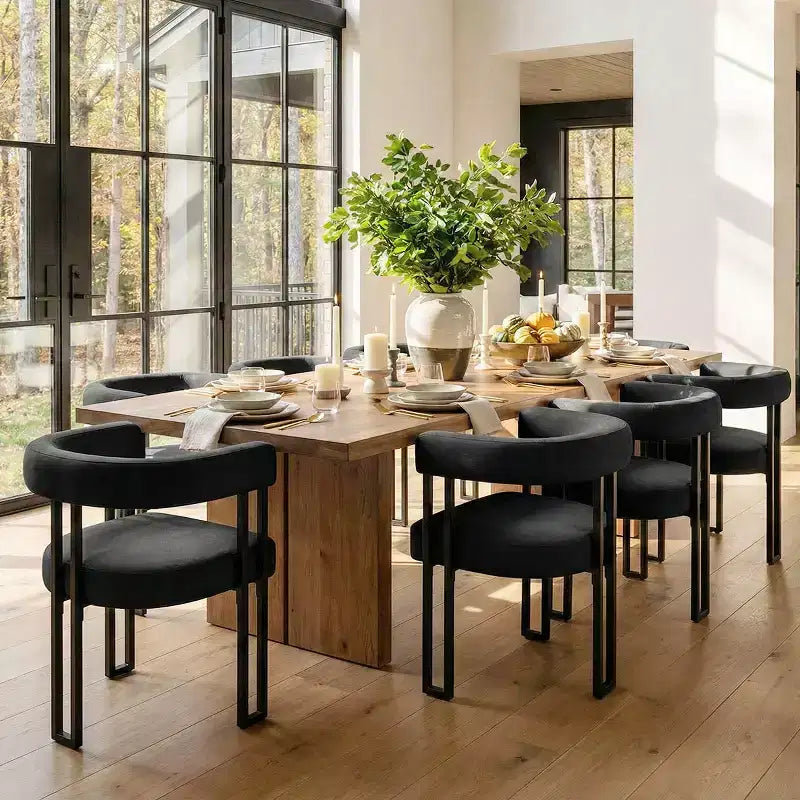 Juego de 6 sillas de comedor tapizadas Panipeachy, sillas de cocina de terciopelo contemporáneo con respaldo curvo y elegante base de metal