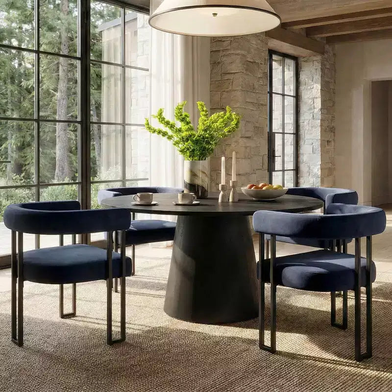 Juego de 6 sillas de comedor tapizadas Panipeachy, sillas de cocina de terciopelo contemporáneo con respaldo curvo y elegante base de metal
