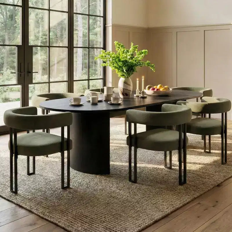 Juego de 6 sillas de comedor tapizadas Panipeachy, sillas de cocina de terciopelo contemporáneo con respaldo curvo y elegante base de metal