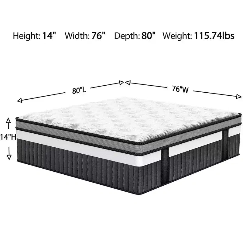 Colchón King Size de 14 pulgadas, colchón de espuma viscoelástica refrescante para un sueño reparador y alivio de la presión, colchón en caja, firmeza media