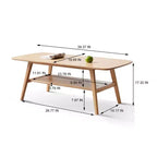 Mesa de centro TUYOHW, estructura 100 % de roble de primera calidad, mesa baja de centro de 2 niveles natural de 120x56 cm / 102x51 cm para sala de estar, mesa auxiliar baja, fácil de montar