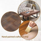 TUYOHW Mesa de centro rústica con patas de metal, mesa central hecha a mano de 47.2 pulgadas para sala de estar, mesa auxiliar de madera para decoración del hogar, marrón/negro