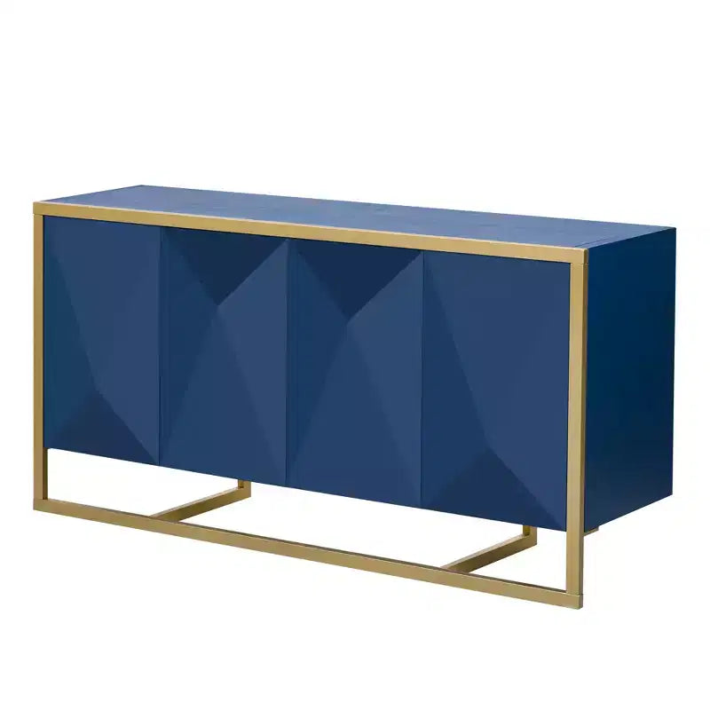 Aparador de bufé, mueble aparador de madera para cocina, barra de café, mesa consola de almacenamiento con 4 puertas y patas de metal únicas