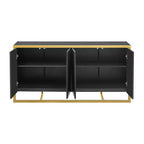 Aparador de bufé, mueble aparador de madera para cocina, barra de café, mesa consola de almacenamiento con 4 puertas y patas de metal únicas