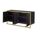 Aparador de bufé, mueble aparador de madera para cocina, barra de café, mesa consola de almacenamiento con 4 puertas y patas de metal únicas