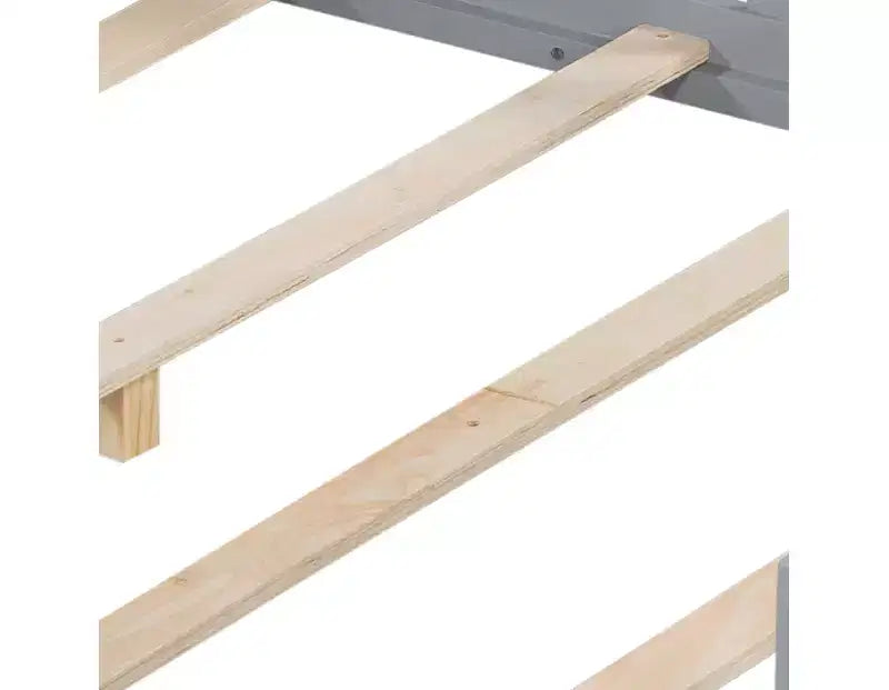 Cama de suelo Bellemave estilo Montessori con estantería y pizarra, cama de plataforma de madera maciza con barandillas y cabecero de almacenamiento para niños y adolescentes