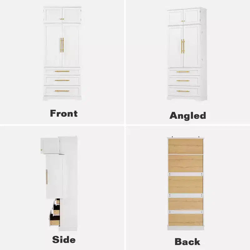 GDFStudio Alaia 78.2 Gabinete de despensa de cocina tipo casa de campo con 8 estantes en la puerta, 3 estantes ajustables y cajón oculto