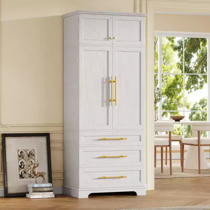 GDFStudio Alaia 78.2 Gabinete de despensa de cocina tipo casa de campo con 8 estantes en la puerta, 3 estantes ajustables y cajón oculto