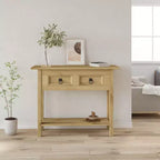 vidaXL Mesa consola marrón de pino macizo encerado 93 x 34,5 x 73 cm