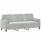 vidaXL Sofá de 3 plazas con cojines decorativos gris claro 70.9 de terciopelo