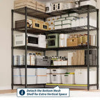 Estanterías de almacenamiento de 71 W, estantería metálica de 5 niveles, estantería de alambre resistente, estanterías de despensa ajustables, estantería de cocina para despensa, garaje comercial