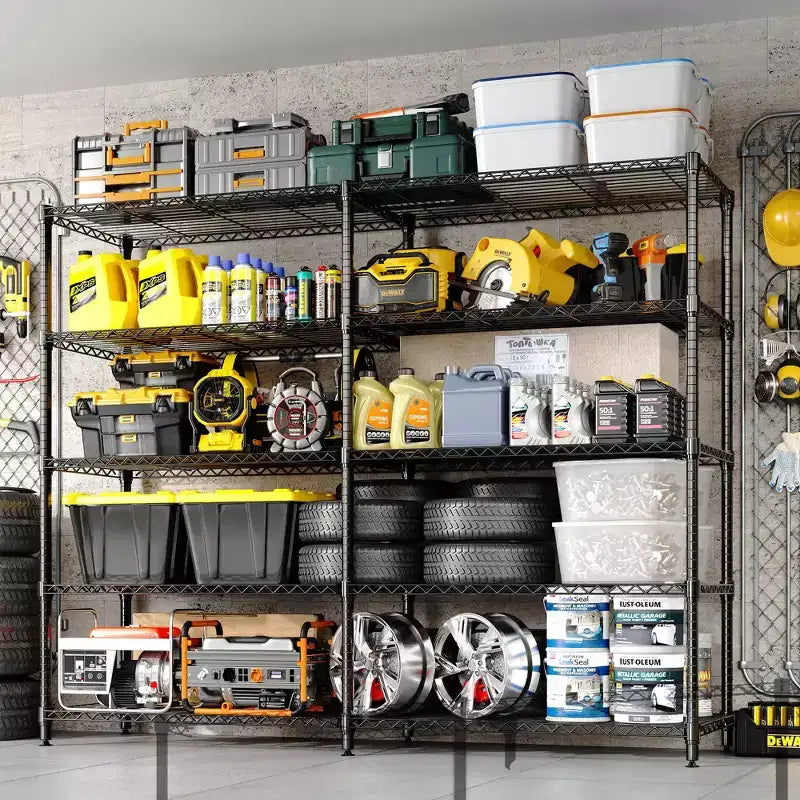 Estanterías de almacenamiento de 71 W, estantería metálica de 5 niveles, estantería de alambre resistente, estanterías de despensa ajustables, estantería de cocina para despensa, garaje comercial