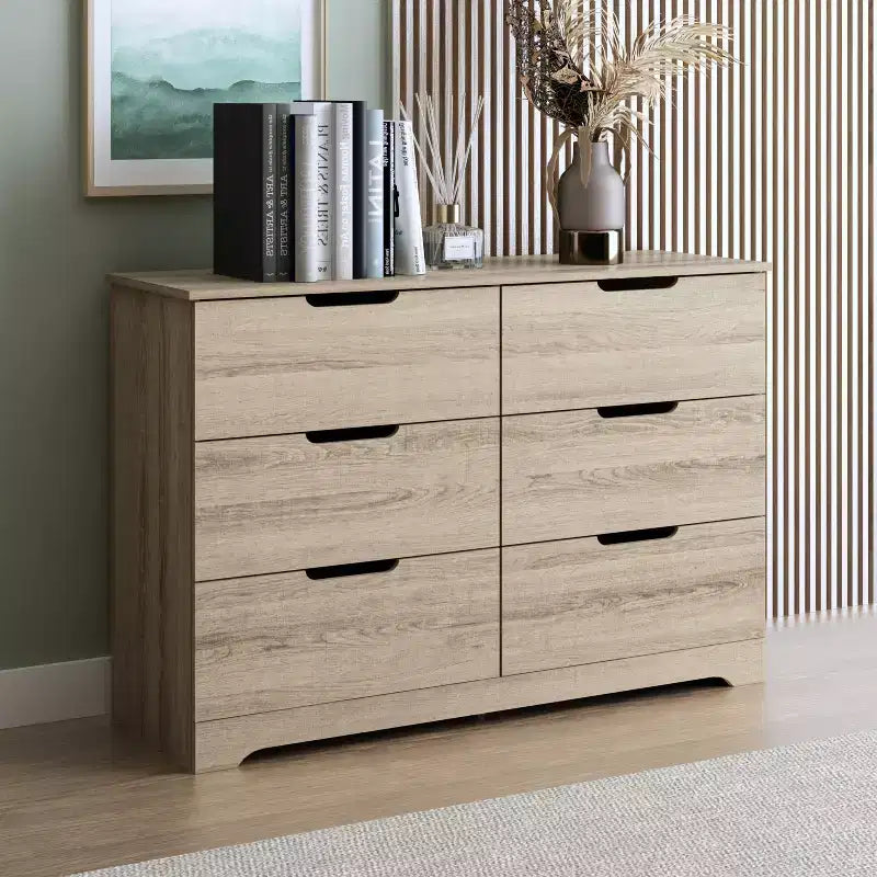 Cómoda de 6 cajones Galano con fabricación de madera 47 AN 15.6 PR 31.7 AL