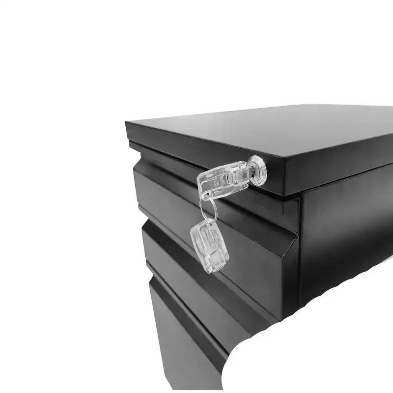 VIYET 14.69 Archivador móvil de 3 cajones con cerradura, archivador de metal negro totalmente montado para oficina en casa, compatible con tamaño carta/legal/A4