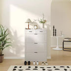 Shoe Storage Cabinet with 3 Flip Drawers and 2 Drawers, Hidden Wood Shoe Cabinet for Entryway, Freestanding Shoes Organizer Cabinet, Narrow Shoe Rack