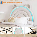 Cama con plataforma tapizada COZONY con cajones de almacenamiento y cabecero decorativo, soporte resistente de listones de madera, no necesita somier, fácil montaje