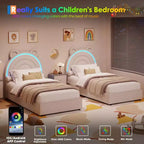 Cama con plataforma tapizada COZONY con cajones de almacenamiento y cabecero decorativo, soporte resistente de listones de madera, no necesita somier, fácil montaje