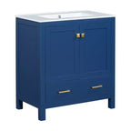 Combinación de tocador de baño vintage de 48" con lavabos dobles, gabinete de almacenamiento para baño con puertas de cierre suave y estante